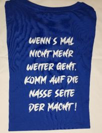 SCSA-T-Shirt, Rückseite: wenn's mal nicht mehr weitergeht. Komm auf die nasse Seite der Macht!