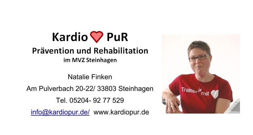 Kardio PuR, Prävention und Rehabilitation, Natalie Finken, Am Pulverbach 20-22, 33803 Steinhagen